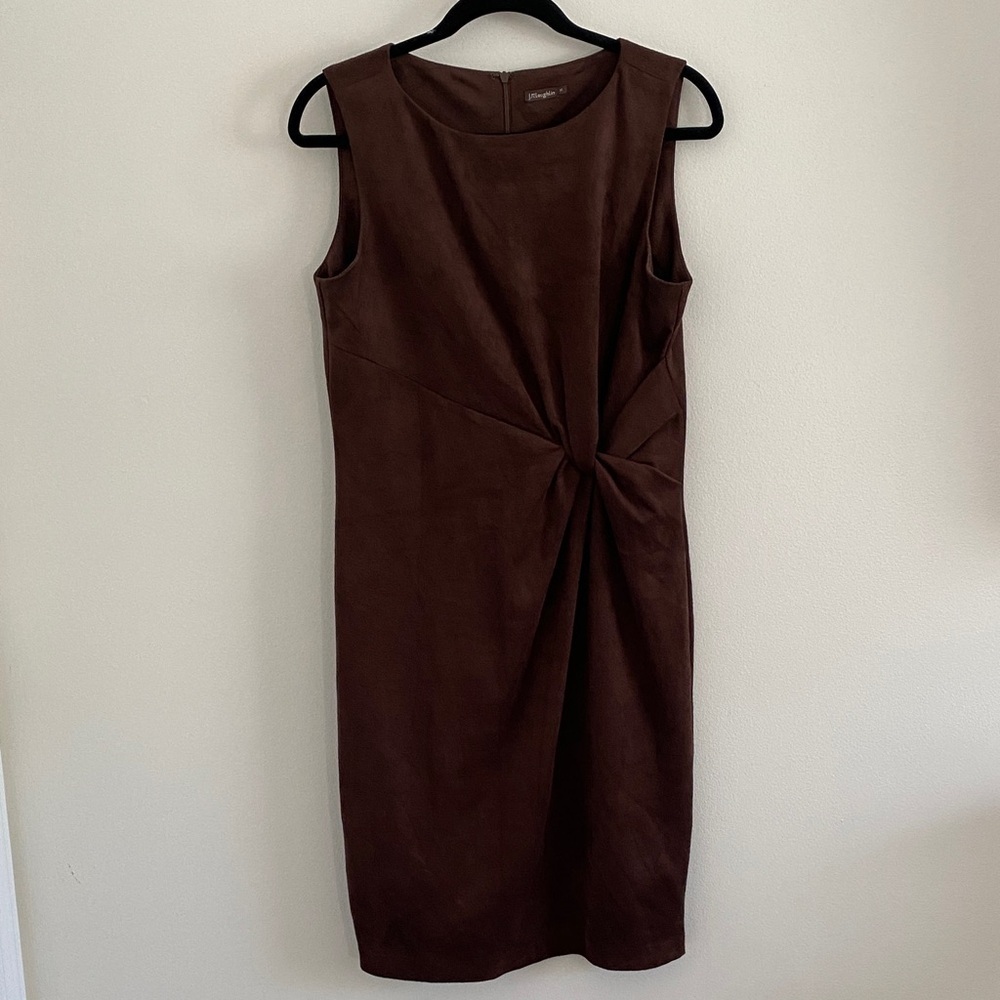 J. McLaughlin Lynda Sheath Faux Suede Dress Dark Brown Knee size Medium